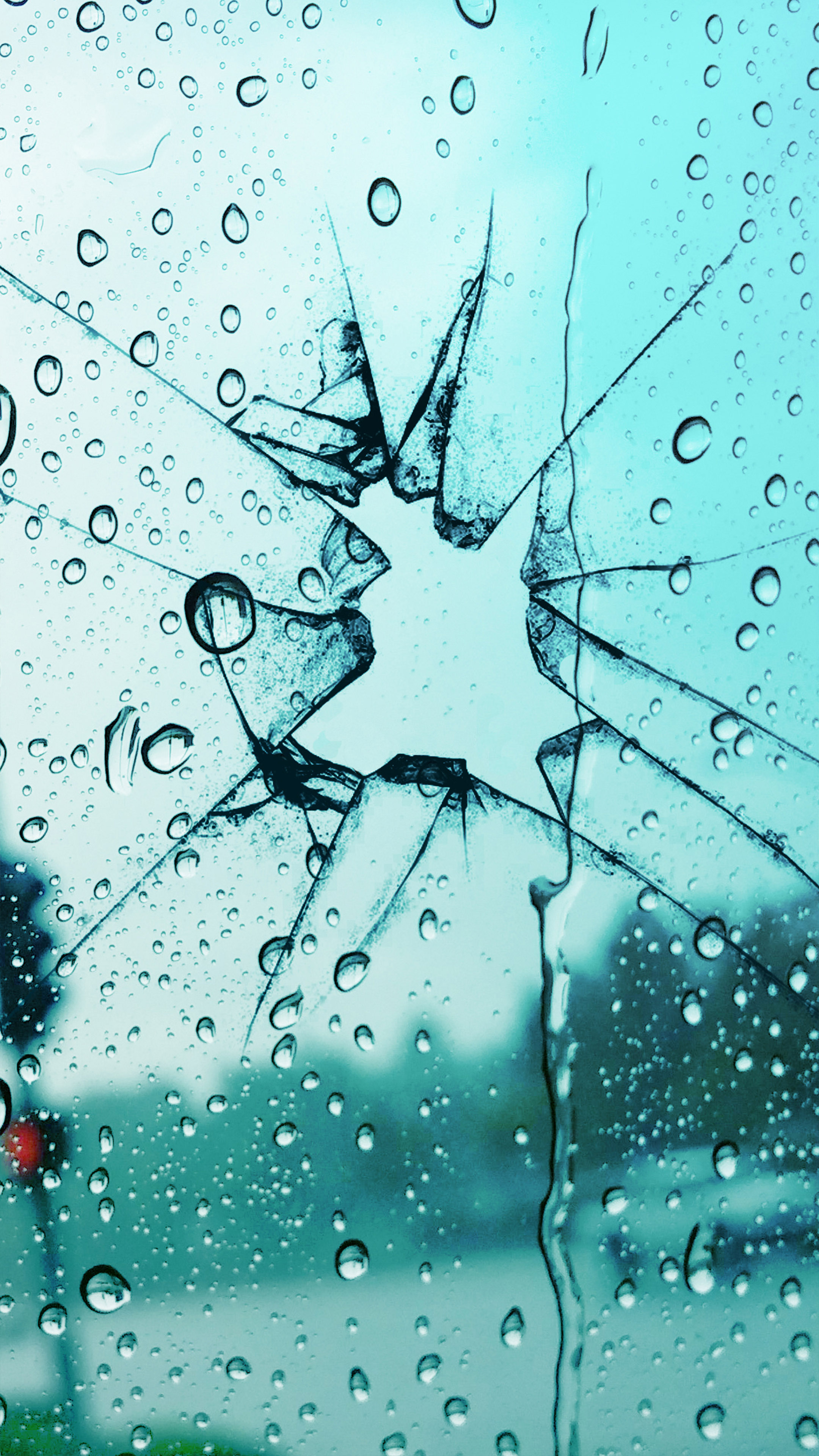 Broken Glass Rain Drops 4K Ultra HD Mobile Wallpaper