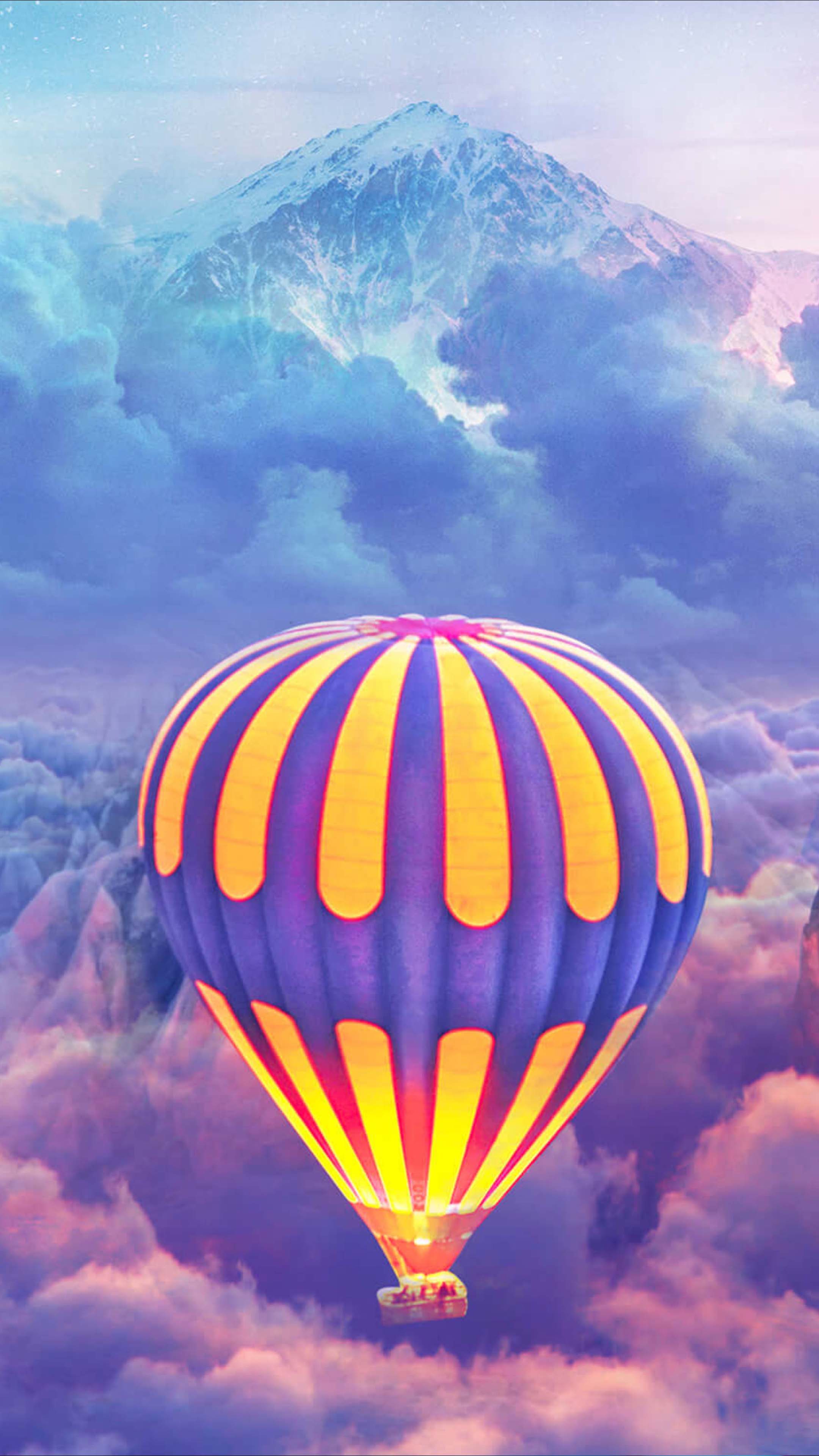 Hot Air Balloons Over The Cloud Mountain 4K Ultra HD Mobile Wallpaper