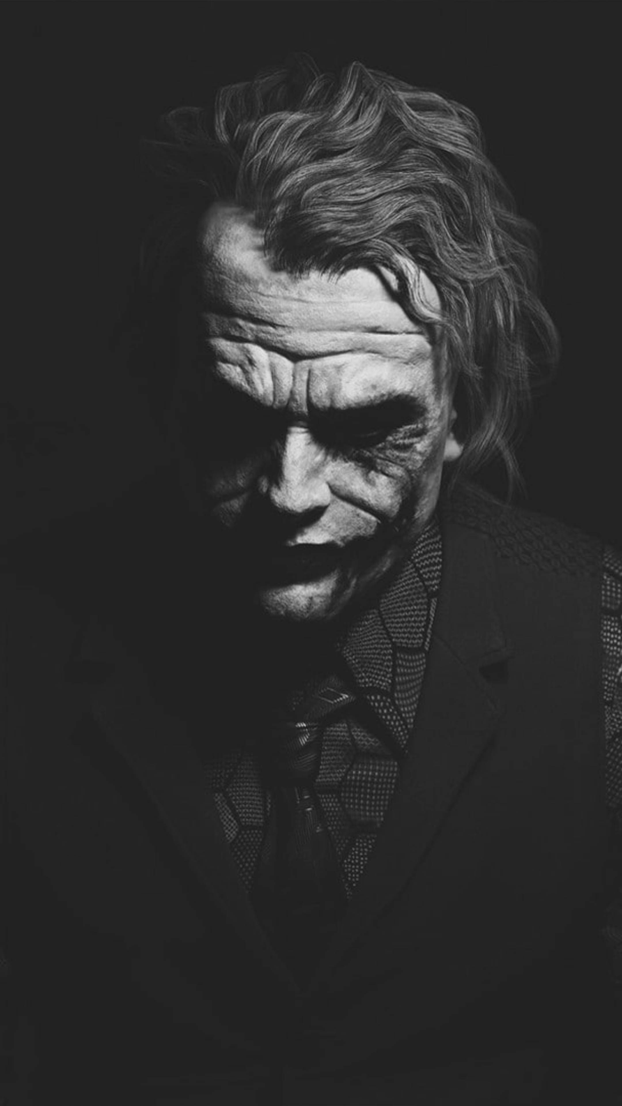 Heath Ledger Joker Black & White Artwork 4K Ultra HD Mobile Wallpaper