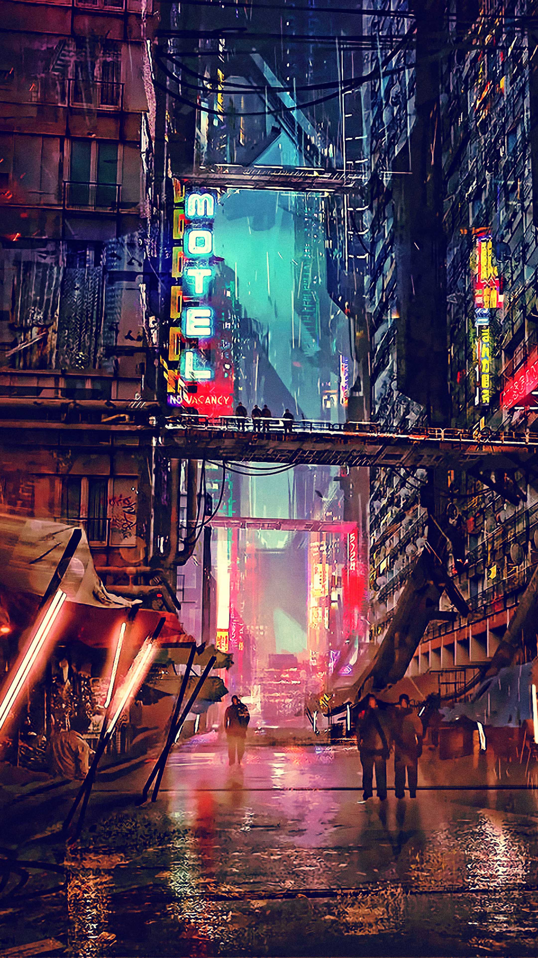 Sci-Fi Cyberpunk City 4K Ultra HD Mobile Wallpaper