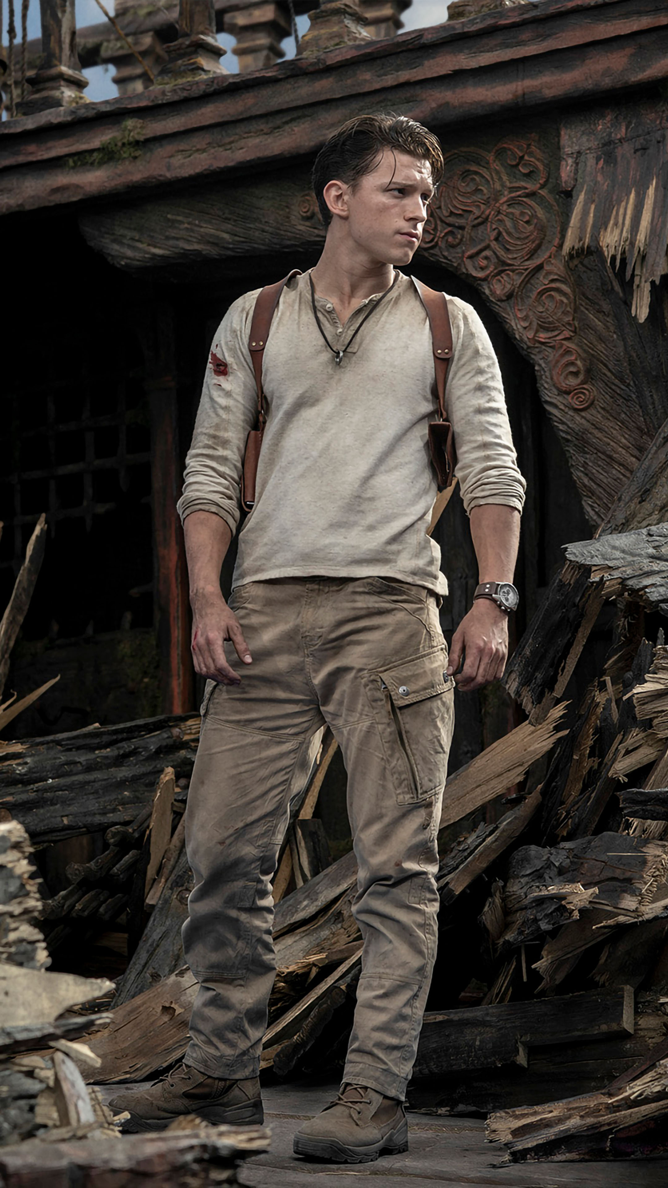 Tom Holland As Nathan Drake In Uncharted 2021 4K Ultra HD Mobile Wallpaper