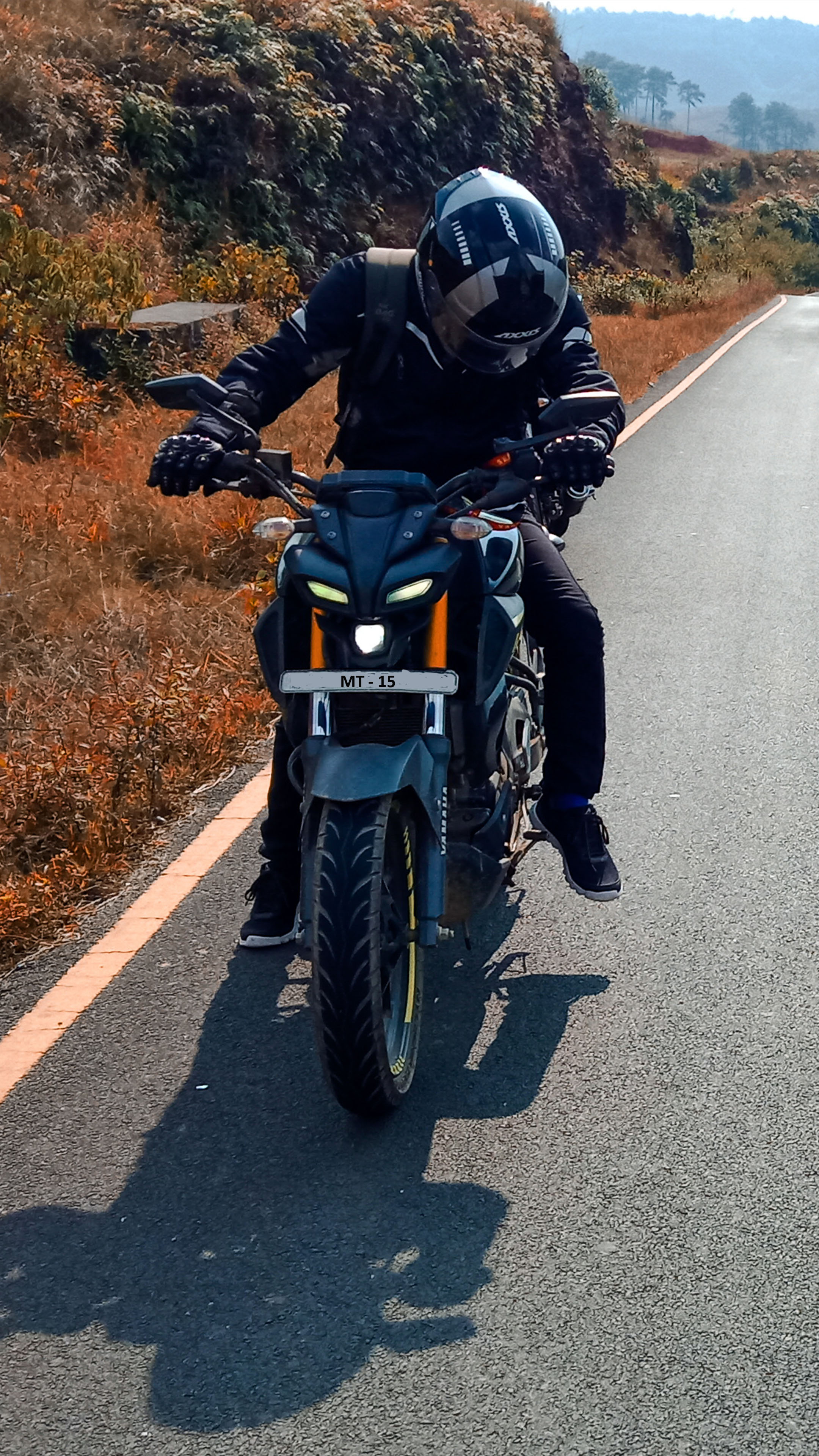 Rider Yamaha MT 15 Highway Landscape 4K Ultra HD Mobile Wallpaper
