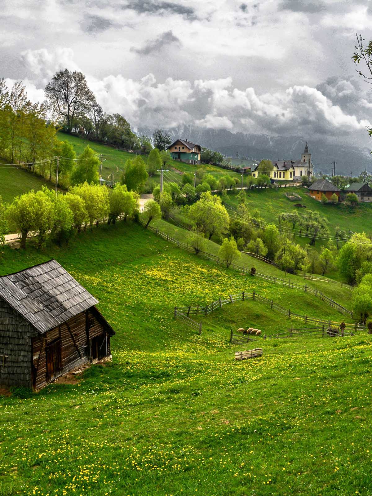 Beautiful Green Village Landscape 4K Ultra HD Mobile Wallpaper