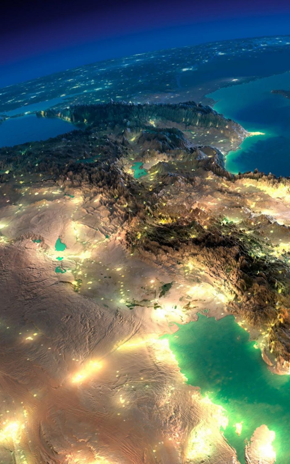 Close Satelite Image of Earth at Night 4K Ultra HD Mobile Wallpaper