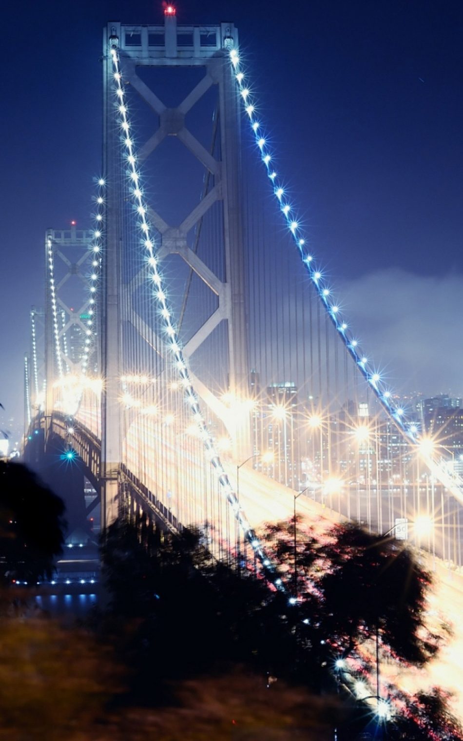 Oakland Bay Bridge At Night