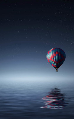 Lonely Air Balloon Over The Sea Mobile Wallpaper Preview