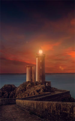 Sunset Lighthouse Mobile Wallpaper Preview