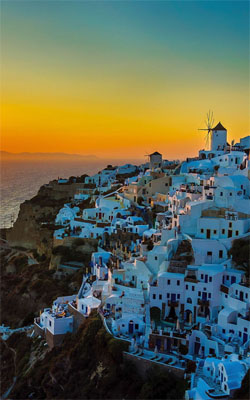 Sunset View of Santorini Island Mobile Wallpaper Preview