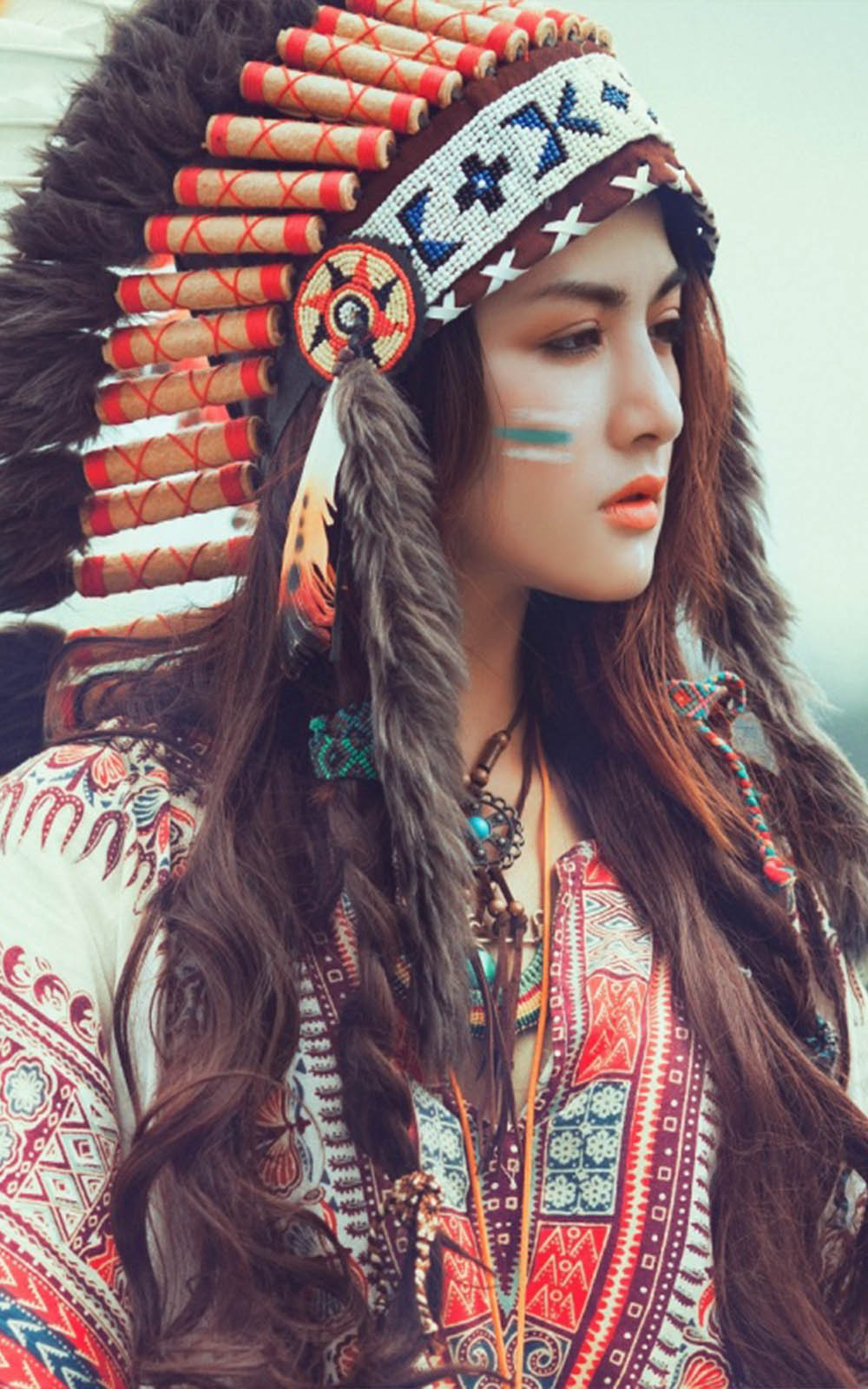 HD wallpaper Dark Hair Headdress Native Americans young adult beauty   Wallpaper Flare