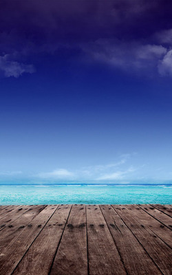 Sky Blue Beach Dock Mobile Wallpaper Preview