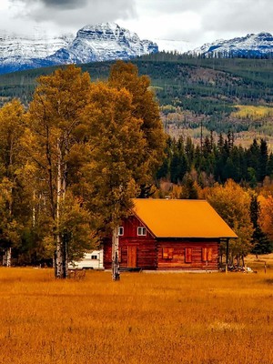 Autumn Country Side Cottage HD Mobile Wallpaper Preview