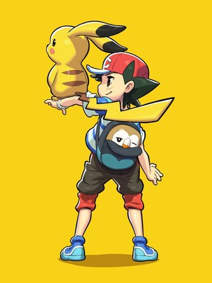 Pokemon Pikachu Rowlet And Satoshi HD Mobile Wallpaper Preview