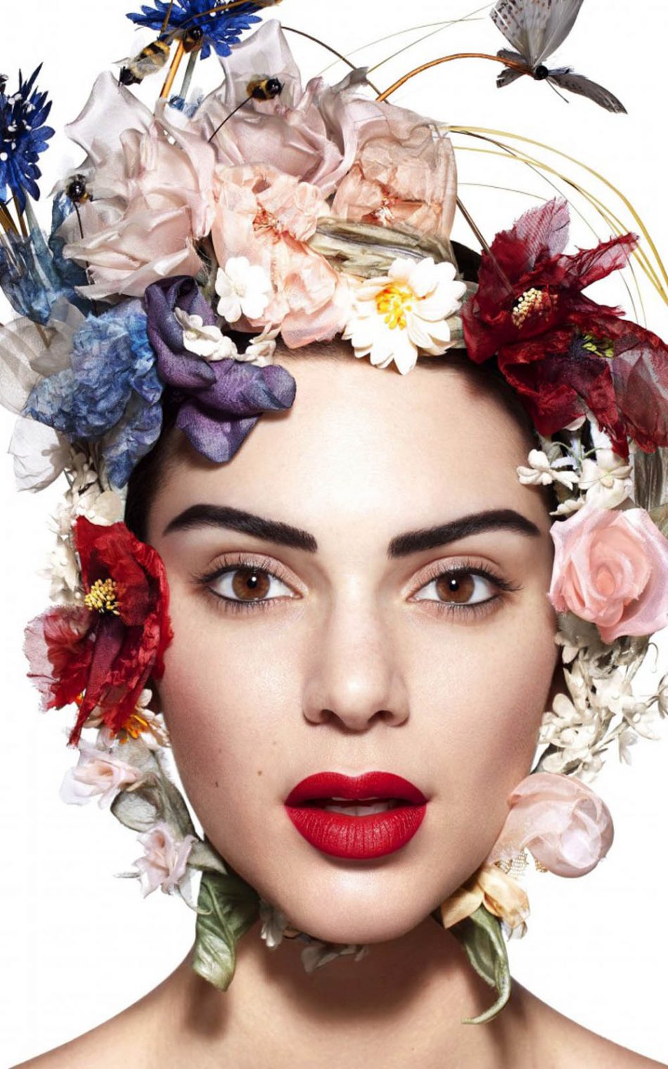 Kendall Jenner Wearing Flower Hat HD Mobile Wallpaper