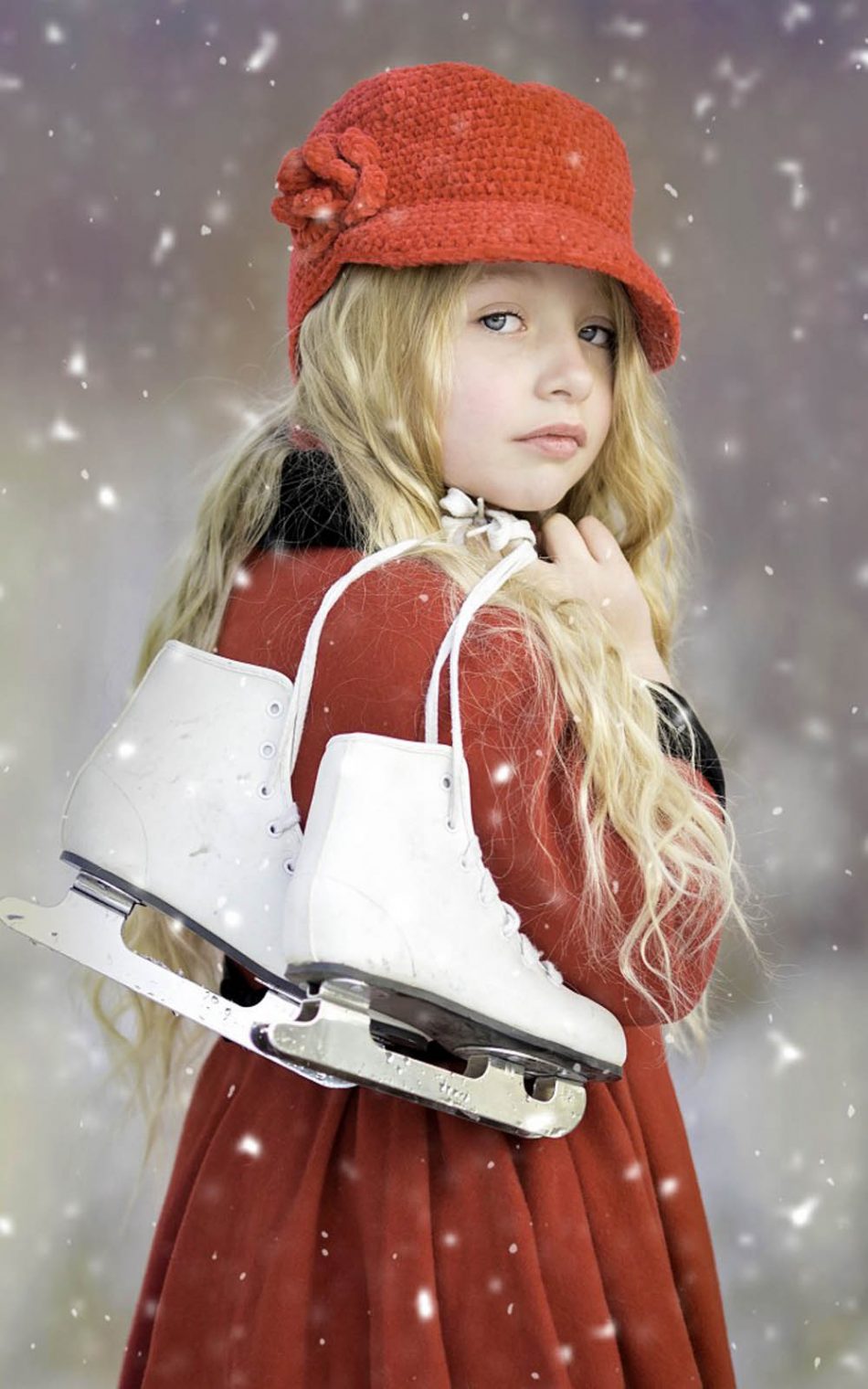 Cute Girl With Ice Skates HD Mobile Wallpaper