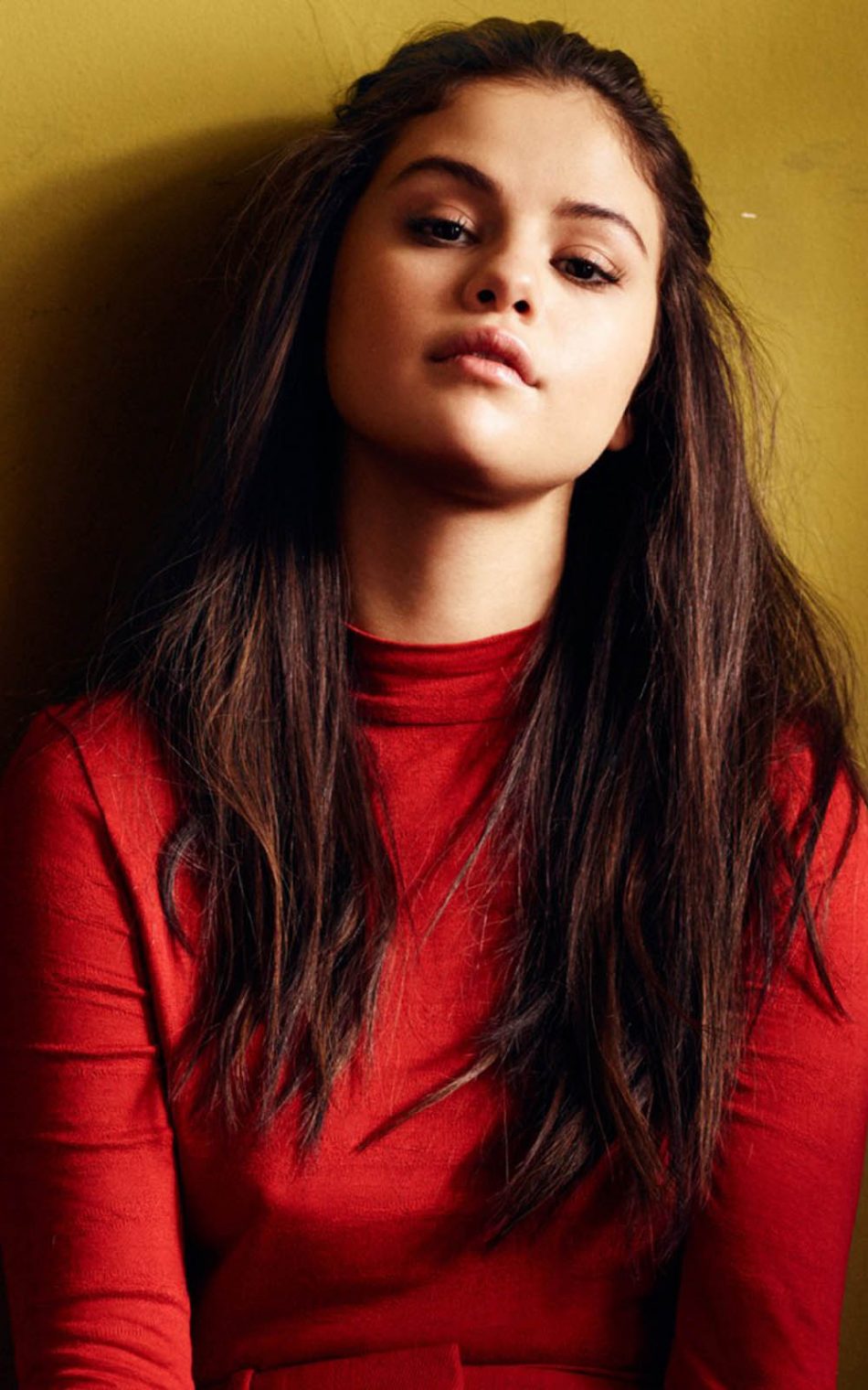 Cute Selena Gomez In Red Dress HD Mobile Wallpaper