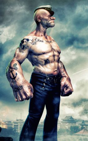 Popeye Muscular Artwork HD Mobile Wallpaper