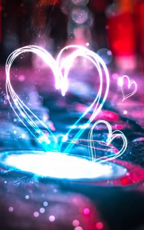 Heart Shape Lights HD Mobile Wallpaper