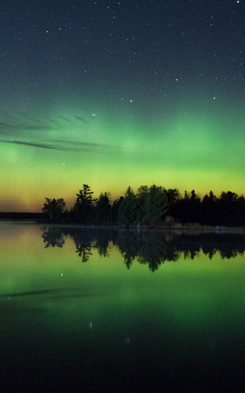 Green Starry Night Sky And River HD Mobile Wallpaper