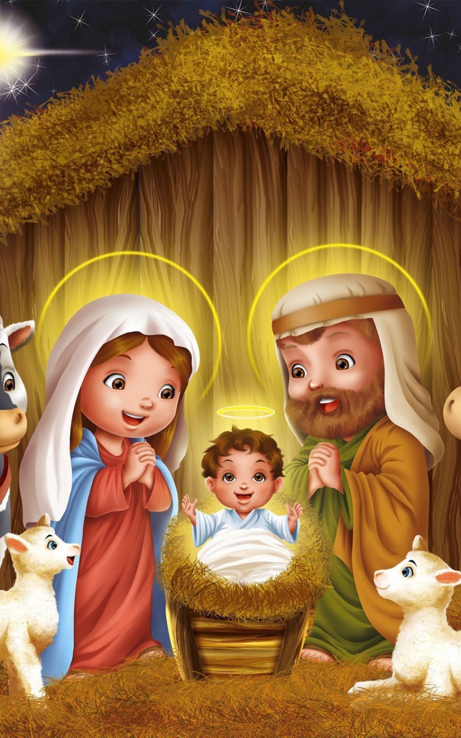 Christmas Jesus Born Artwork 4K Ultra HD Mobile Wallpaper