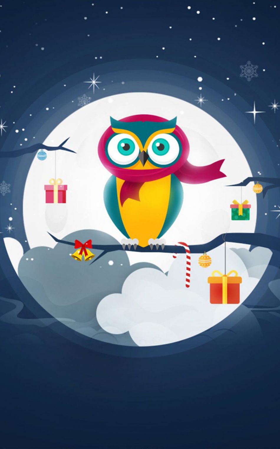 Christmas Owl Winter Gifts 4K Ultra HD Mobile Wallpaper