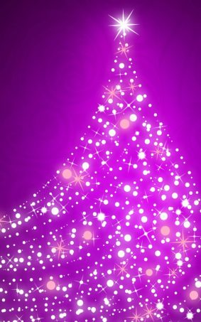 Christmas Tree Lights Purple Background HD Mobile Wallpaper