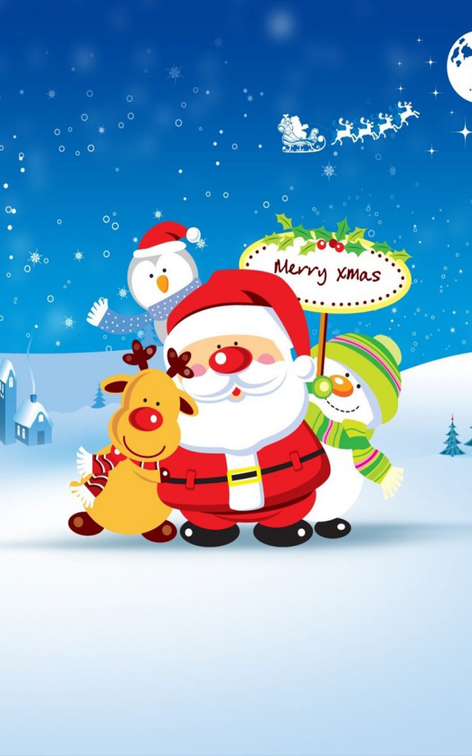 Merry Christmas Santa Cartoon HD Mobile Wallpaper