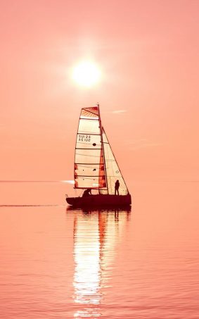 Ocean Sunset Sail Boat HD Mobile Wallpaper