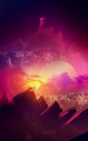 Pink Sunset CGI HD Mobile Wallpaper