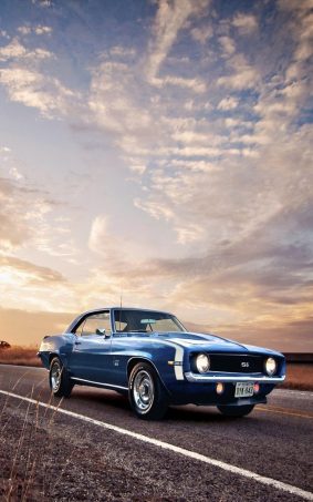 Stunning Classic Blue Car HD Mobile Wallpaper