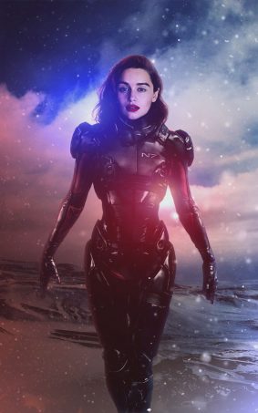 Emilia Clarke Shepard Mass Effect HD Mobile Wallpaper
