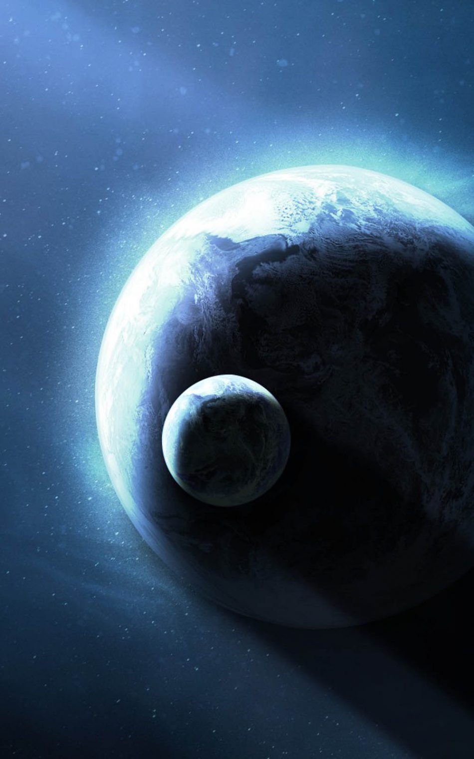 Planet Earth And Moon CGI HD Mobile Wallpaper