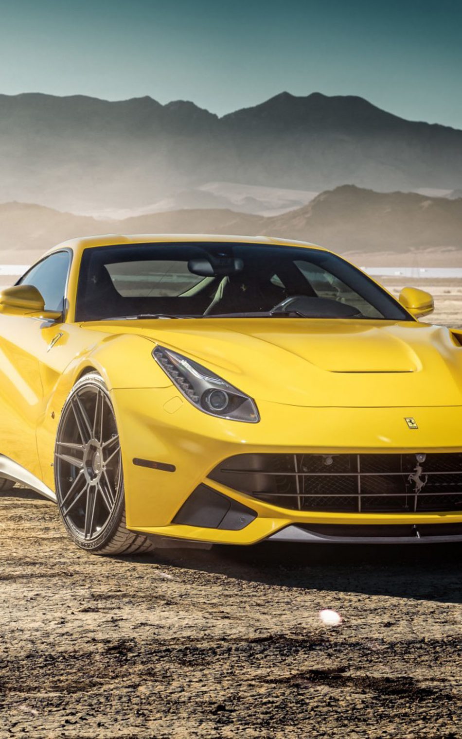 Yellow Ferrari F12 HD Mobile Wallpaper