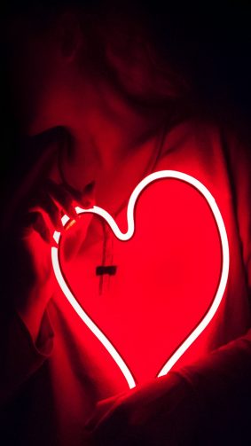 Girl Heart Red Neon Light HD Mobile Wallpaper