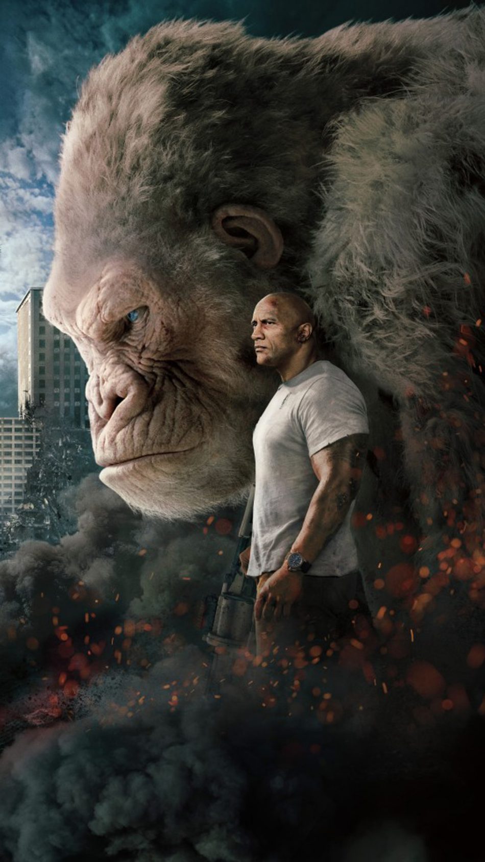 Dwayne Johnson And White Gorilla In Rampage HD Mobile Wallpaper