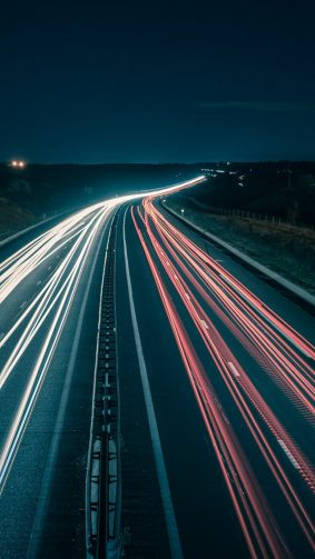 Highway Night Traffic Lights HD Mobile Wallpaper