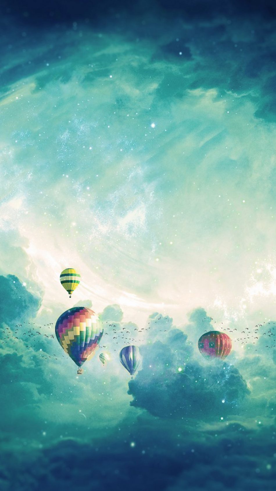 Hot Air Balloons In Dreamy Cloud Sky HD Mobile Wallpaper
