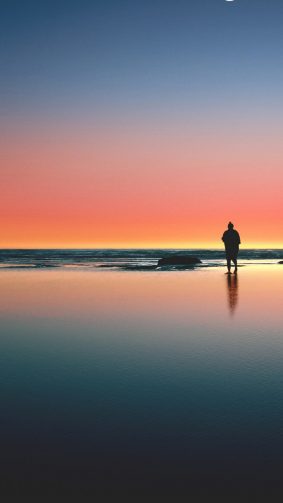 Loneliness Sea Beach Sunset HD Mobile Wallpaper