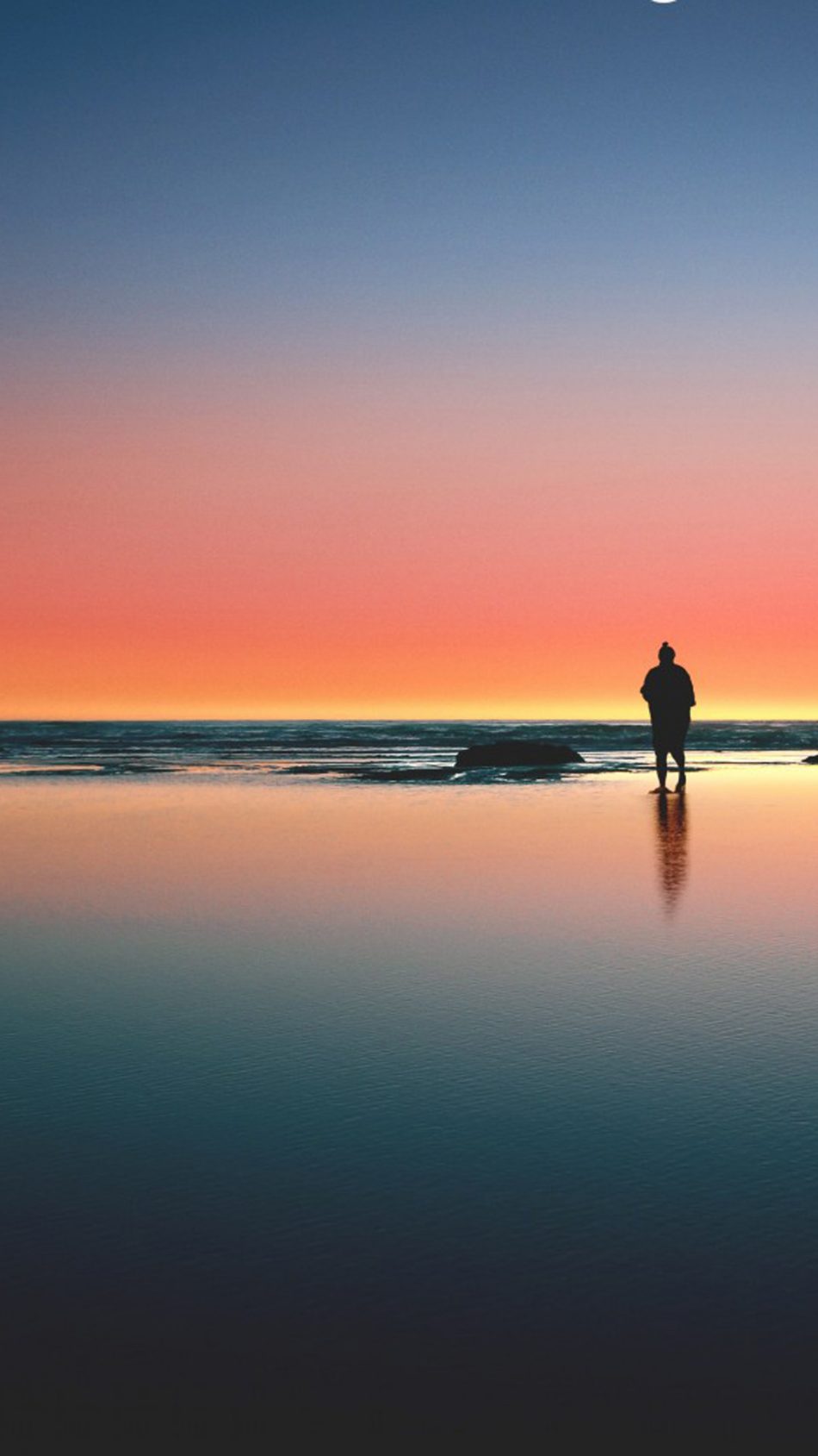 Loneliness Sea Beach Sunset HD Mobile Wallpaper