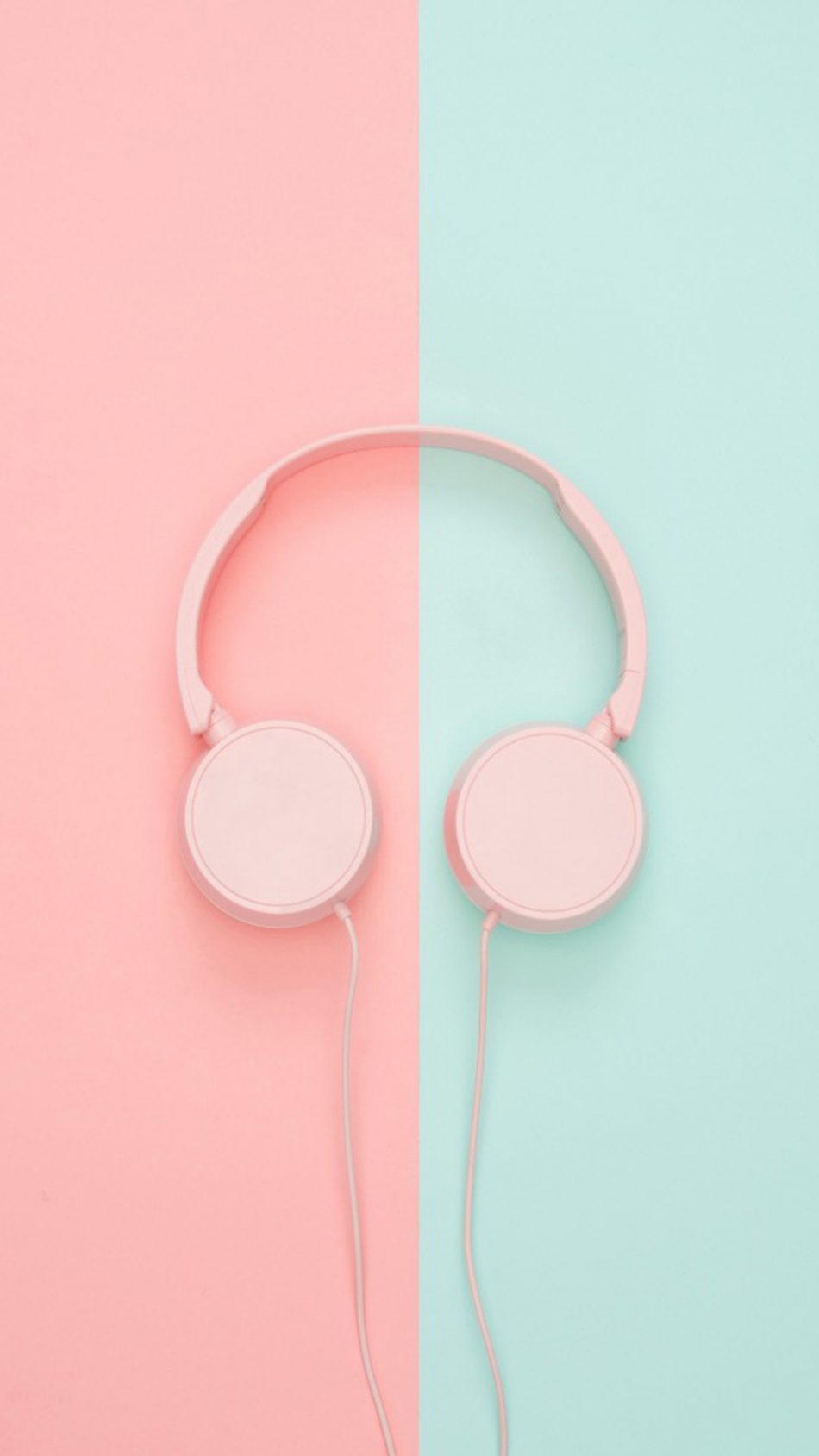 Pink Teal Headphones HD Mobile Wallpaper