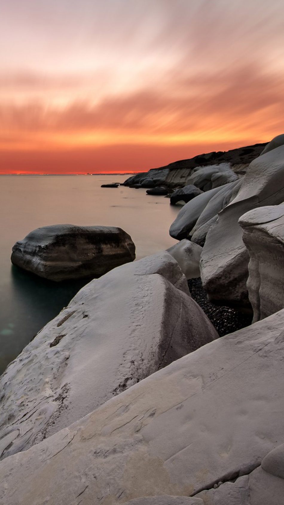 Sunset Rocks Ocean Coastal HD Mobile Wallpaper