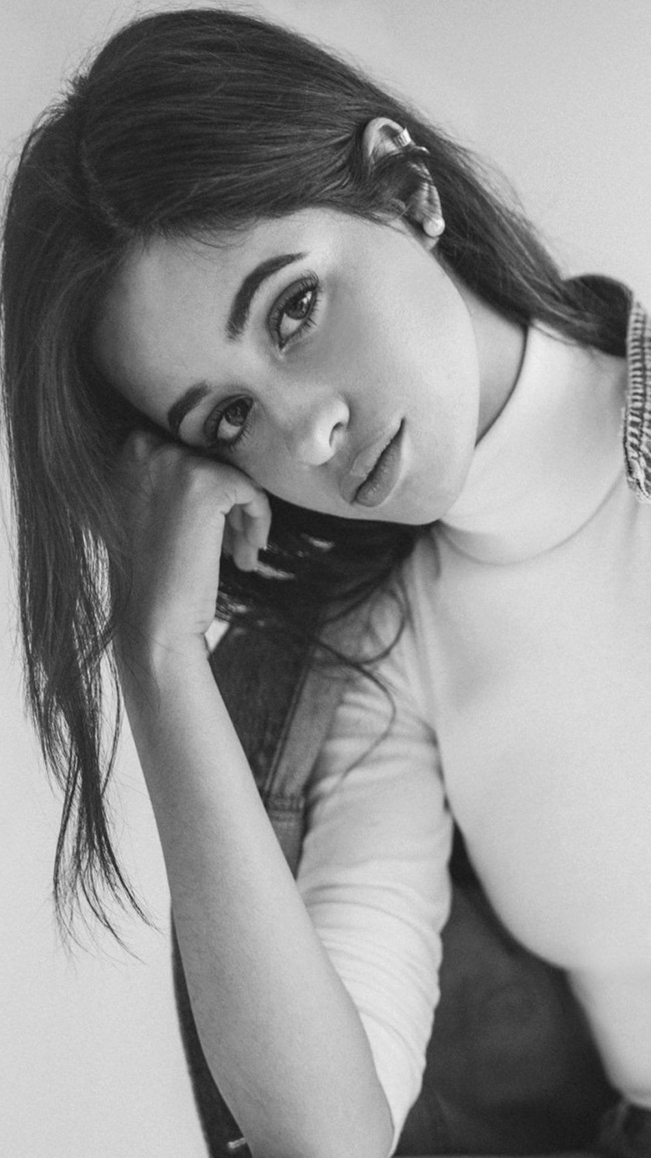 Camila Cabello Cute Black & White Photoshoot HD Mobile Wallpaper