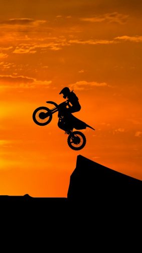 Dirt Bikes Stunts Sunset HD Mobile Wallpaper