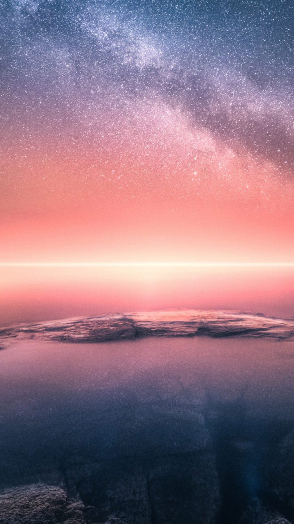 Horizon Sunset Starry Sky Collision Edge HD Mobile Wallpaper