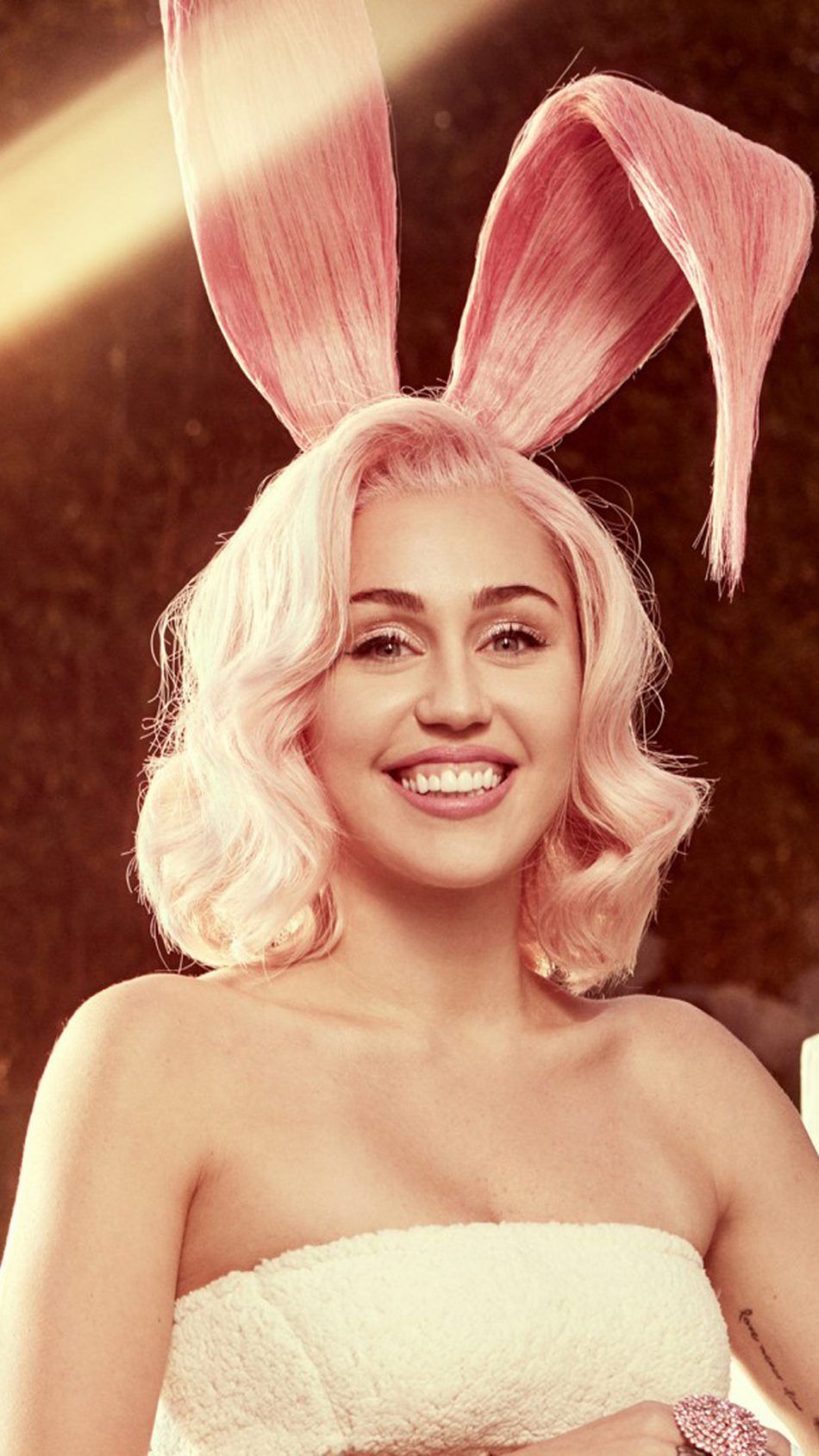 Miley Cyrus In Easter Bunny Costume HD Mobile Wallpaper