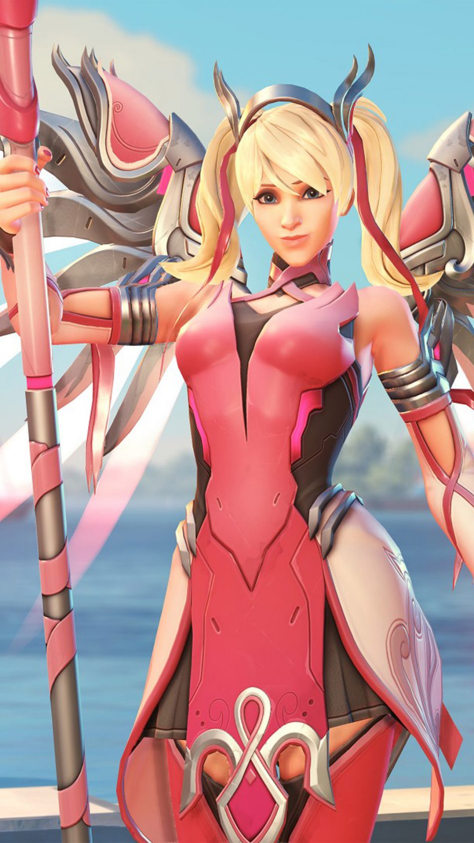 Pink Mercy Overwatch HD Mobile Wallpaper
