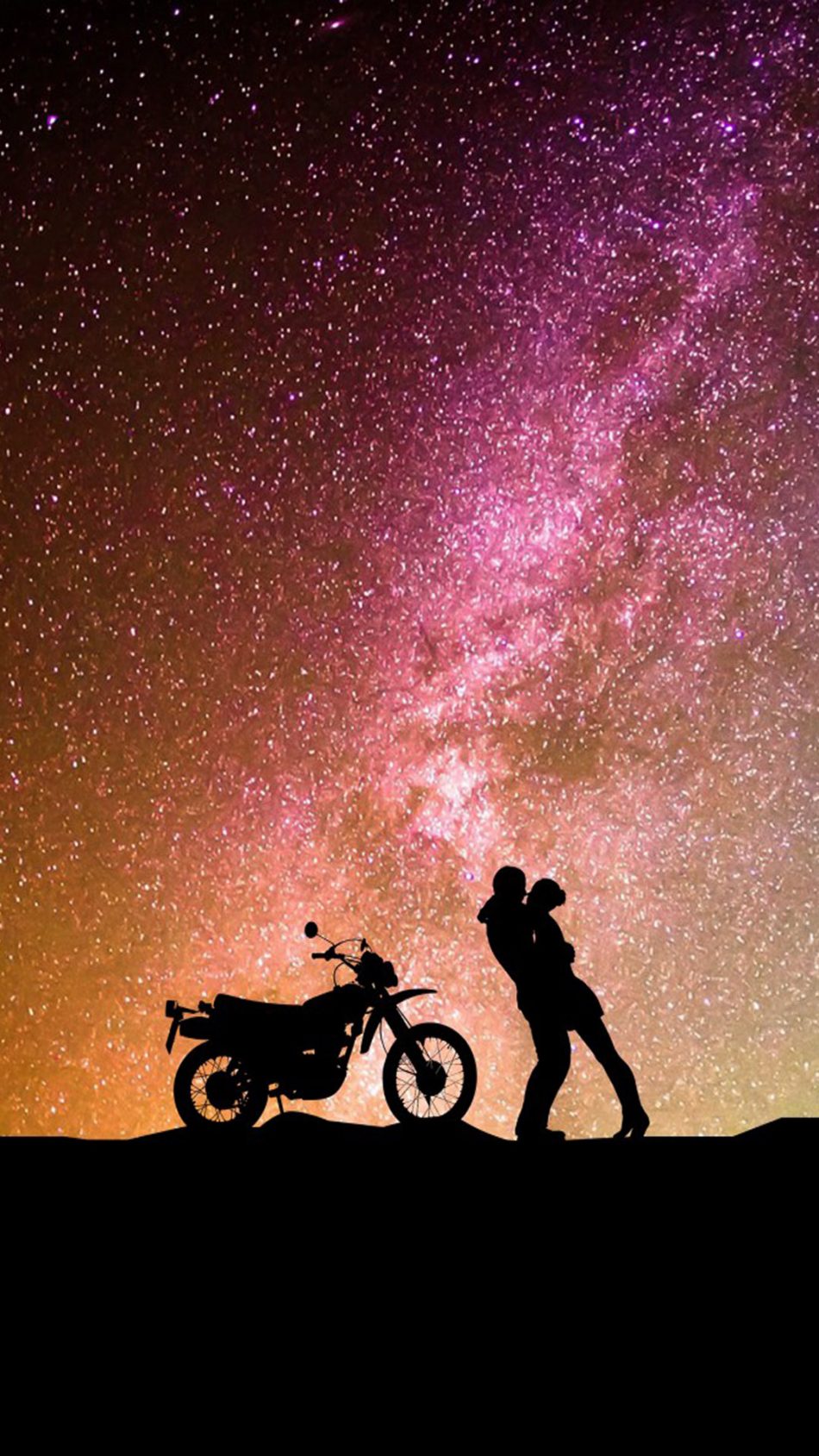 Couple Romantic Kiss Motorcycle HD Mobile Wallpaper