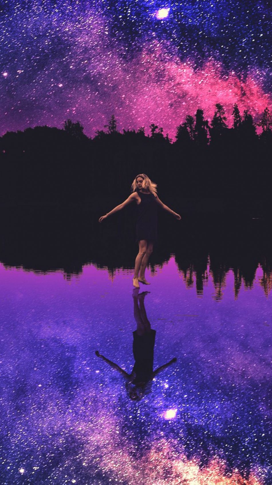Happy Girl Starry Sky Reflections Dream 4K Ultra HD Mobile Wallpaper Happy Girl Starry Sky Reflections Dream 4K Ultra HD Mobile Wallpaper