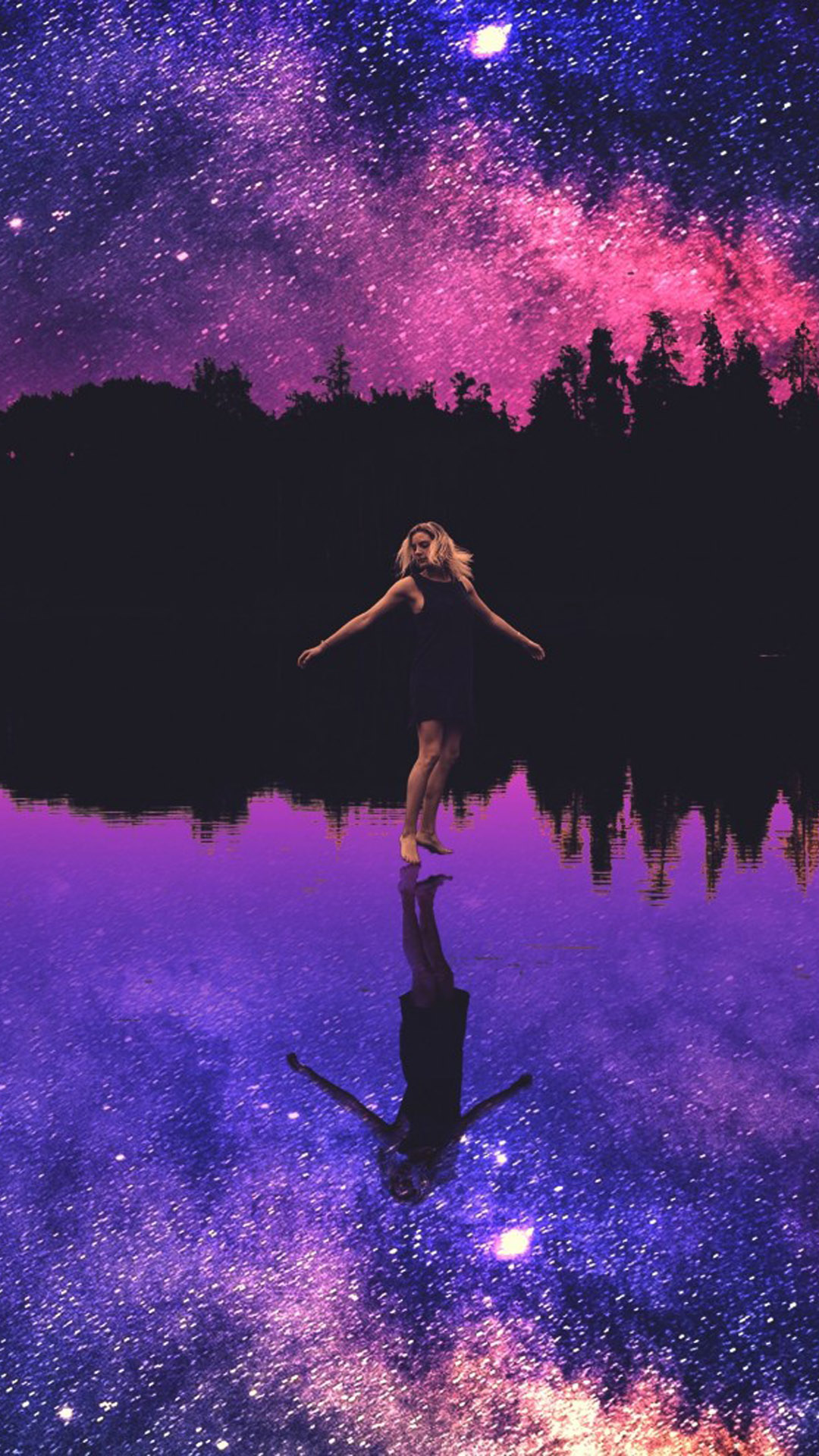 Happy Girl Starry Sky Reflections Dream 4K Ultra HD Mobile Wallpaper Happy Girl Starry Sky Reflections Dream 4K Ultra HD Mobile Wallpaper