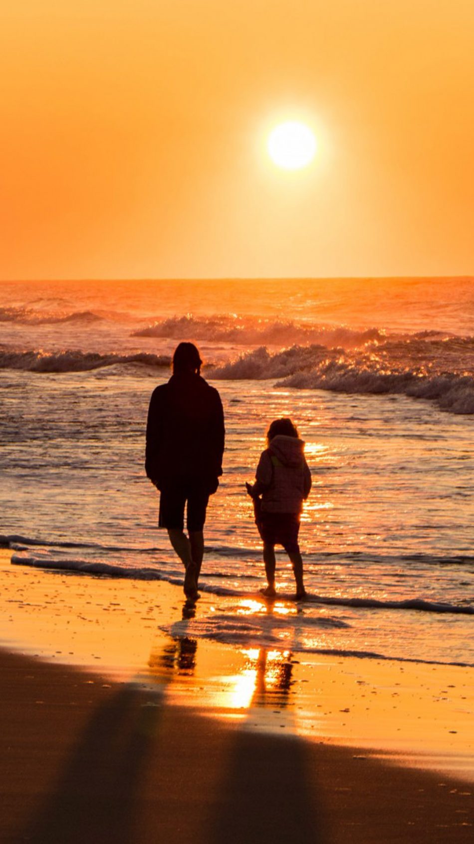 Mom and Daughter Sunset Beach Day Out HD Mobile Wallpaper