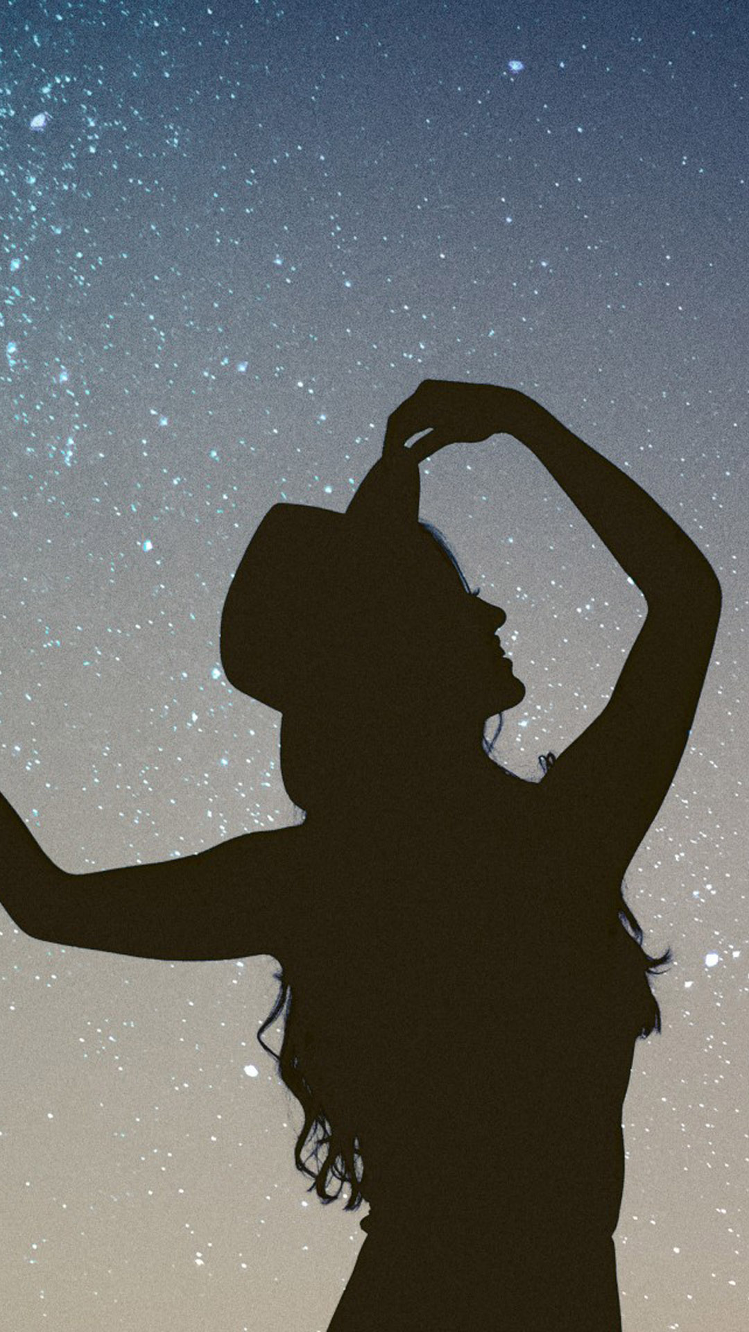 Silhouette Girl Starry Sky 4K Ultra HD Mobile Wallpaper
